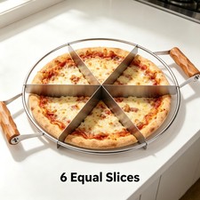SOTEHC 6-Cut Pie Cutter Stainless Steel Pizza Wheel Wood Handle Dishwasher Safe