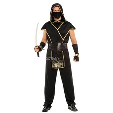 2024 Ninja Cosplay For Men Carnival Purim Outfit Adult Japan Samurai Black Gold