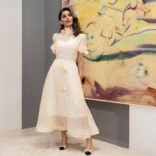 Zimmermann Luminosity Liftoff Midi Dress Size 2 AU 12 / US 8 Cream Belted Floral