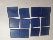 Vintage kwadratowe niebieskie płytki ceramiczne Indus Made in Italy retro shabby chic przeszklone