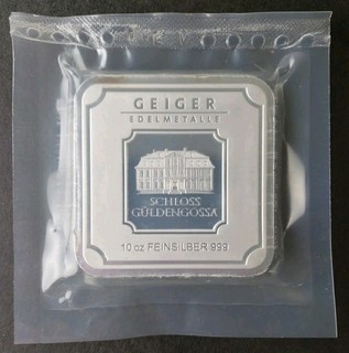 Geiger 10oz Silver Bar in Plastic