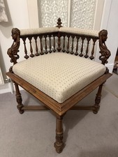 Antique 19th Century Carved Egyptian Corner Chair Circa 1880