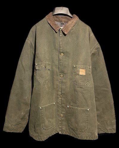 Carhartt C02 MOS Green Canvas Chore Coat Jacket Blanket Lined Sz 4XL Tall