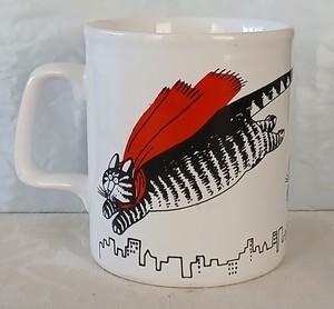 Kliban Cats Coffee Cup Mug, Kiln Craft England 3-1/2'' - Flying Cat