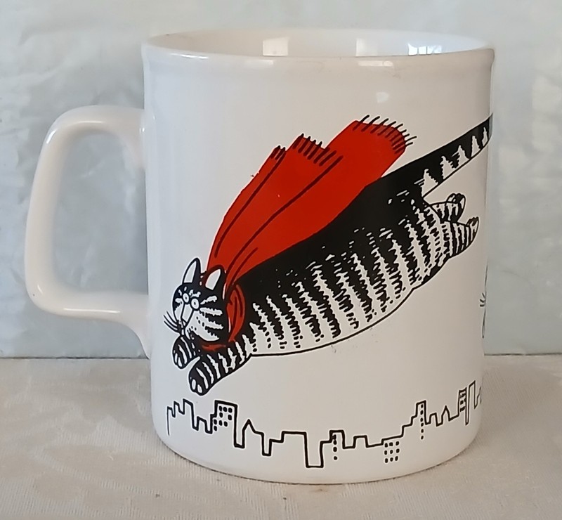 Kliban Cats Coffee Cup Mug, Kiln Craft England 3-1/2'' - Flying Cat