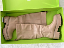 Brand New Leather Lug Sole Platform Pull On knee high boots 7