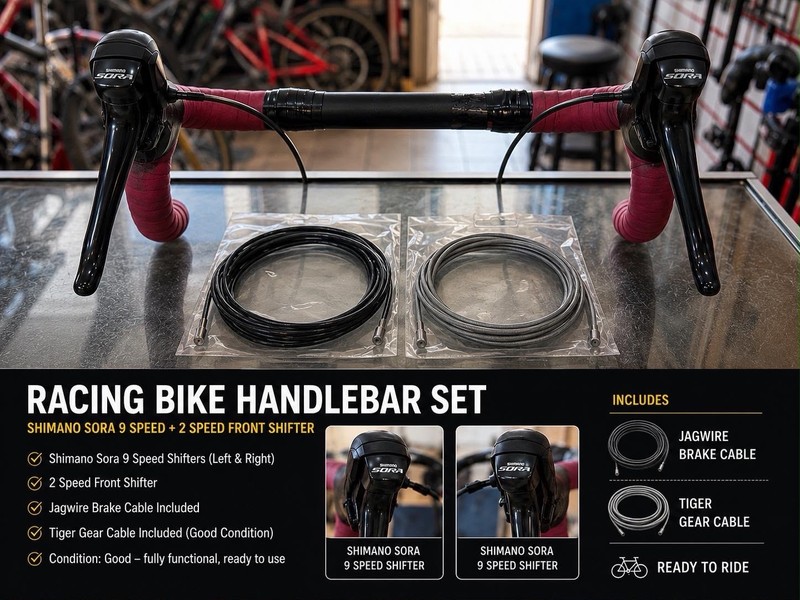 Shimano Sora 2x9 Speed Road Bike Drop Handlebar STI Shifter Set + Cables