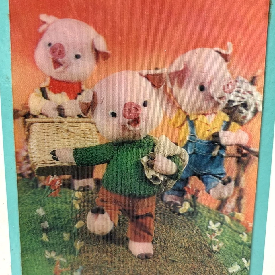 THREE LITTLE PIGS hologram cover Puppet Storybook vtg 1969 Izawa Hijikata  - Image 4 of 4