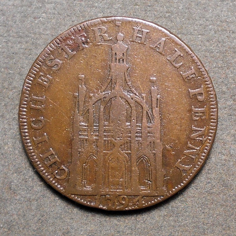 Great Britain 1794 1/2d Sussex-15, Chichester, copper, 28mm, fine