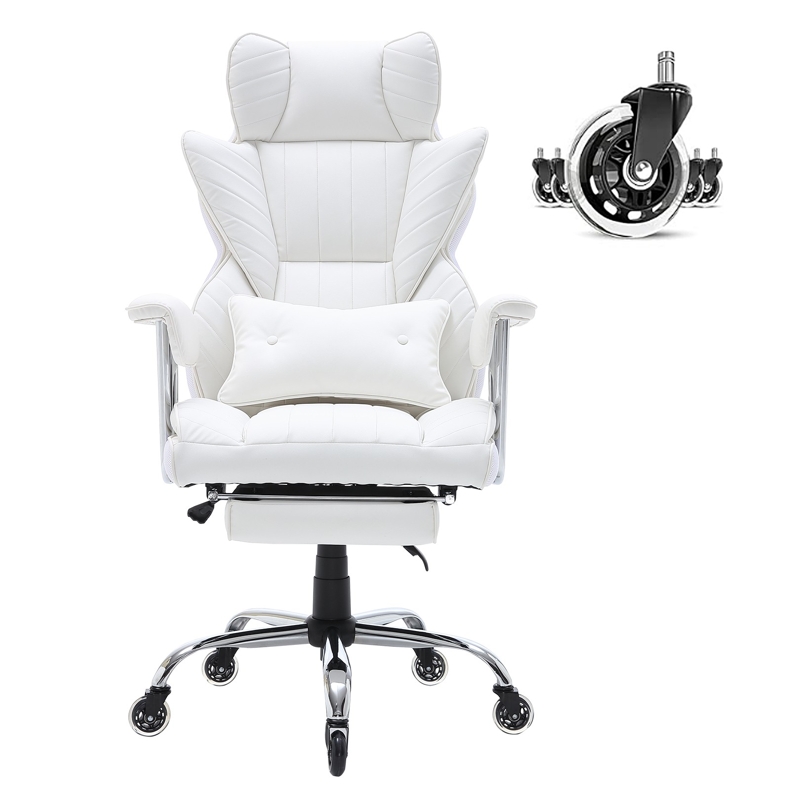Fauteuil de direction VEVOR en similicuir haut de gamme et structure acier chromé