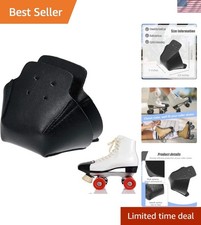 2-Piece Black Roller Skate Toe Guards - Durable Artificial Leather Protectors