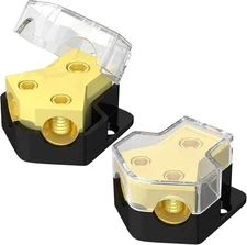 12V Power Distribution Block Car Audio Amp Splitter 2 Way 0/2/4 Gauge Golden 