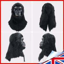 Latex Black Gorilla Ape Mask Monkey Halloween Full Heads Mask Cosplay Costume