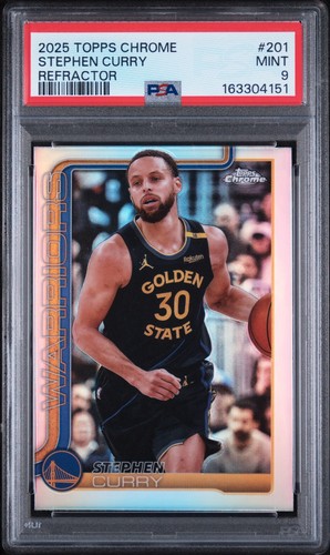 2025 TOPPS CHROME STEPHEN CURRY REFRACTOR Warriors PSA 9
