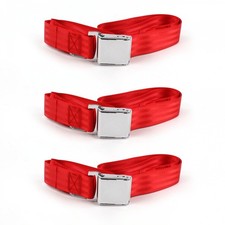Chevy Fs Blazer 1969 - 1972 Airplane 2pt Red Lap Bench Seat Belt Kit - 3 Belts Chevy Fs Blazer 1969 - 1972 Airplane 2pt Red Lap Bench Seat Belt Kit - 3 Belts