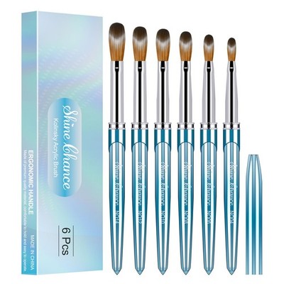 6 Pcs Acrylic Nail Brushes Set, Kolinsky Hair Nail Art Brushes, Art Design & ...