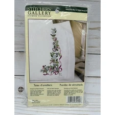 Stitchers Gallery WM65455 Blue & Violet Bouquet Stamped Cross Stitch Pillowcases