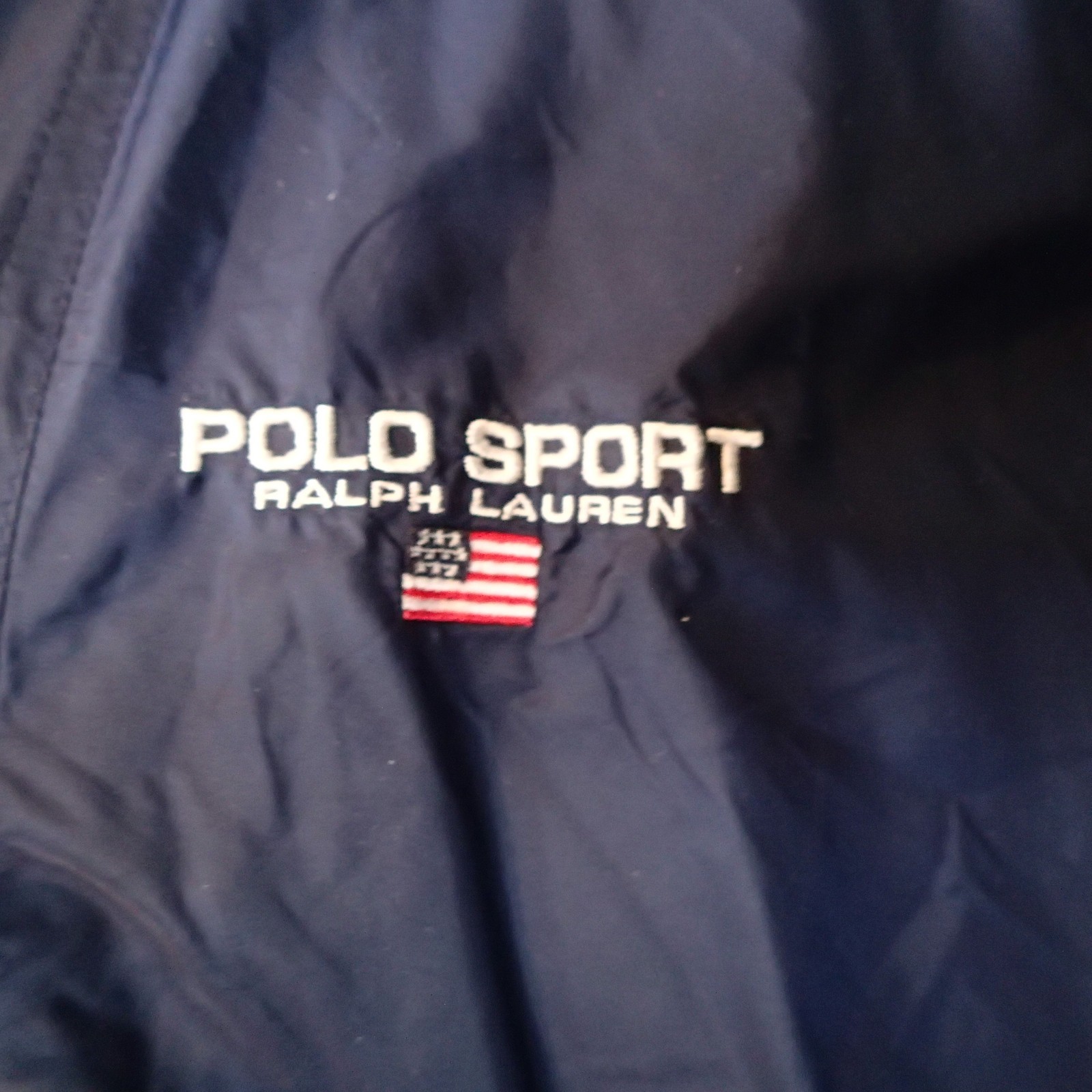Ralph Lauren Polo Sport Vintage Navy Hooded Windbreaker zip Jacket coat size L thumbnail 3