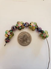 Lampwork Beautiful Flower/Sparkle  Glass Beads Lot Of 8 PC (A9-5)
