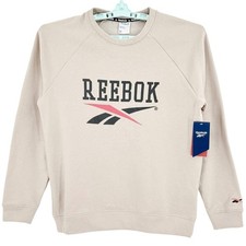 Reebok Classic Men's Pullover Crewneck Active Sweatshirt Sz M Logo Beige Tan NWT