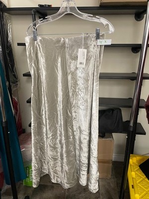 $445 Vince Women's Silver Purl-Edge Paneled Midi Slip Skirt Size 8