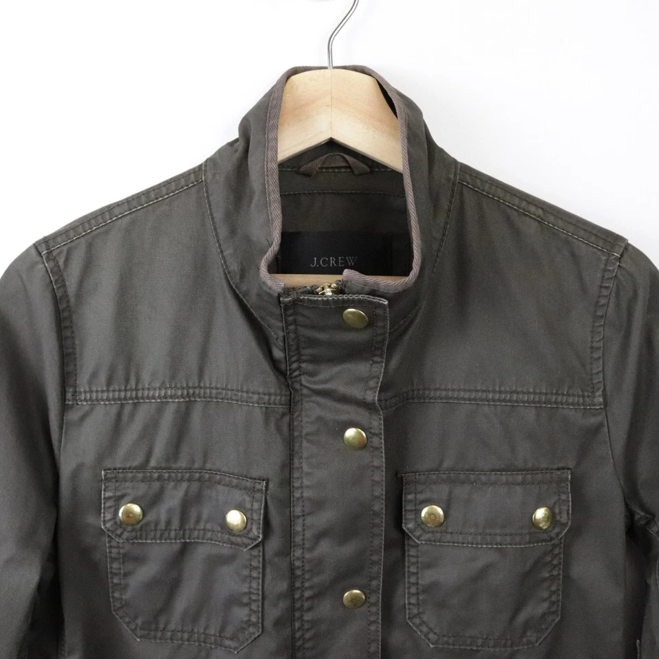 Chaqueta encerada J Crew Downtown Field pequeña marrón musgo Foto 4 de 4
