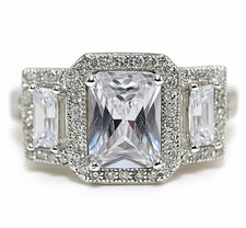 3CT Treated White Sapphire 925 Genuine Sterling Silver Ring Jewelry Sz 8