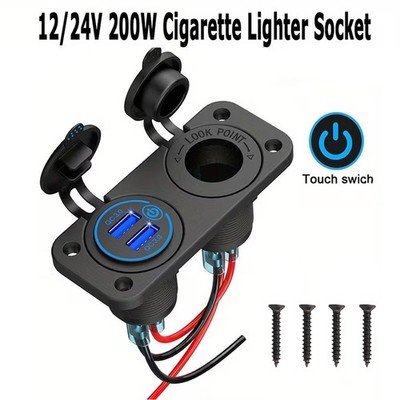 Car Cigarette Lighter Socket Outlet Power Adapter Dual USB Car Charger DC 12-24V