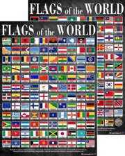 Flags of the World Posters- Laminated 14x19.5 Educational Charts - World