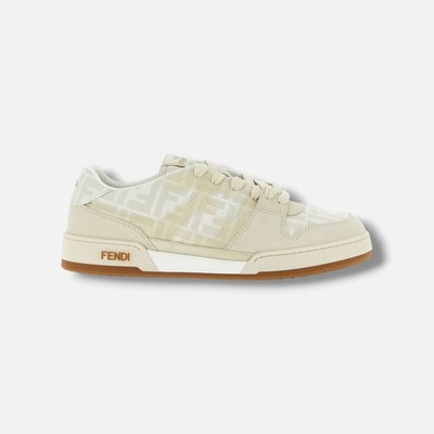 Fendi Men's Beige FF Match Lace-Up Low-Top Sneakers Shoes Size EU:40 US:7