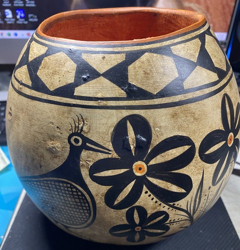 Hand Painted Southwestern Gourd Signed  & Numbered by John Schaefer Santa Fe NM