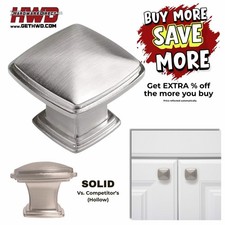 Square Top Knob Kitchen Cabinet Hardware Bath Brushed Nickel Modern Farmhouse