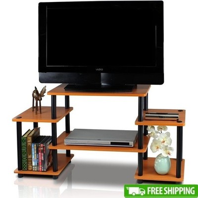 Open Shelf Wooden TV Stand 32 Inch Flat Screens W/ Multi-Functional Storage New