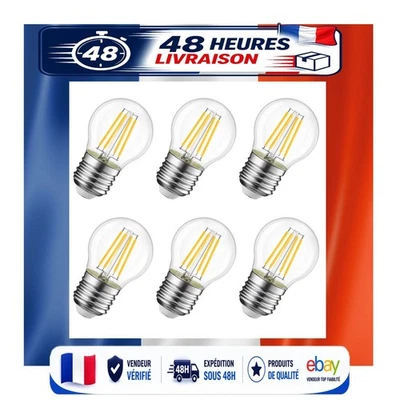 LVWIT 4W Ampoule LED Filament E27 G45 Blanc Chaud 470Lm Lot de 6 - Photo 1/4