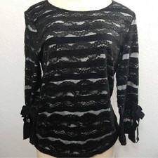 Karl Lagerfeld Womens Shirt Black White Strip...