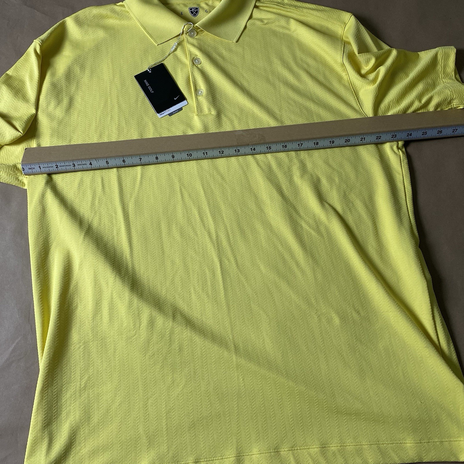 Nike XL X-Large Golf Fit Dry Stretch Polo CL Yellow Textured Patterned West Bend thumbnail 21