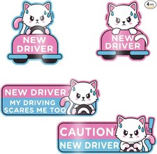 Reflective New Driver Car Magnet, Cute Funny Cartoon Vehicle Student Safety Sign