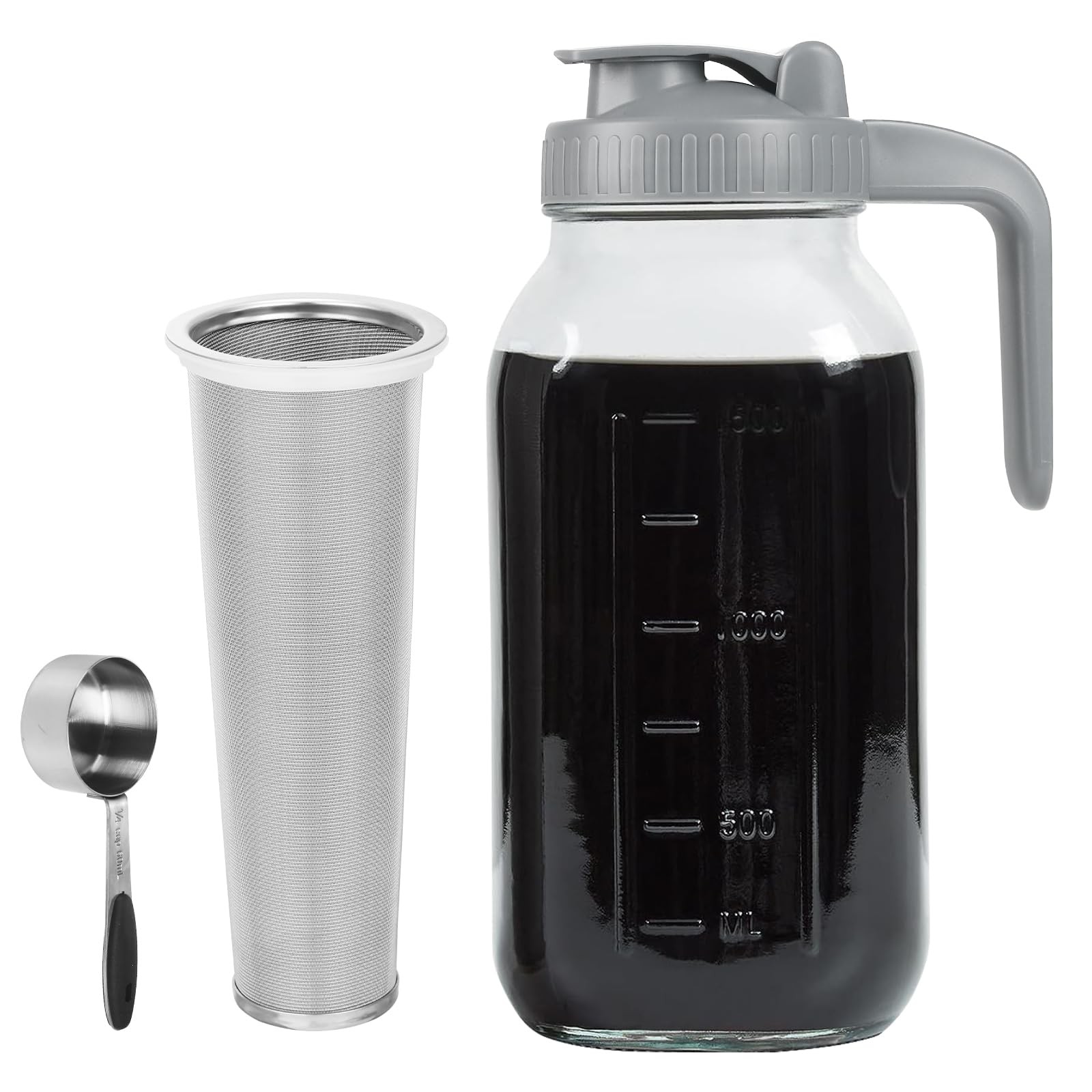 Pitcher 64 Oz Heavy Duty Glass Wide Mouth Mason Jar Pour