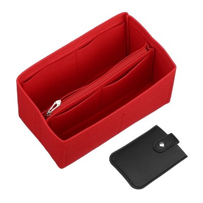 1 Set Bright Red Medium Felt Purse Organizer Insert for Women, 28 x 15 x 15cm