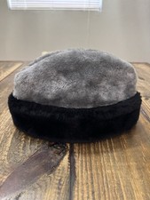 Vintage United Hatters Cap Millinery Workers Union Grey Faux Fur Hat Medium