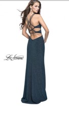 La Femme Prom Formal Dress Gown Size 4 Teal Style 25215