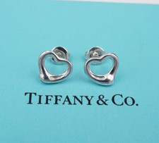 Tiffany  Co. Elsa Peretti Open Heart Stud Earrings Sterling Silver 11mm ES2638