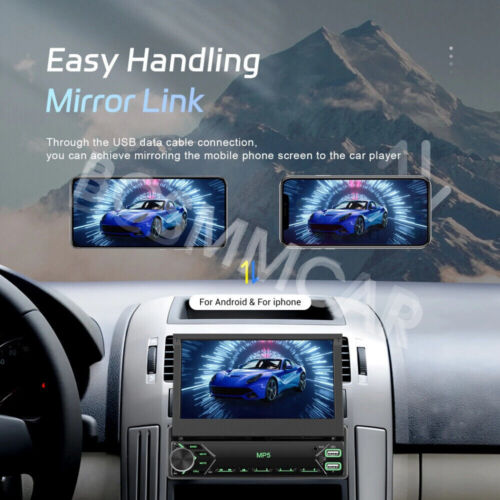 Single 1 DIN 7in Flip Out Touch Screen Car Stereo Radio Bluetooth MP5 Player - Picture 3 of 17