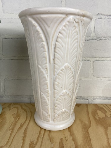 Pair Of Robinson Ransbottom Pottery RRP Art Deco Palm Leaves Vases ~ Real!! - Picture 8 of 24