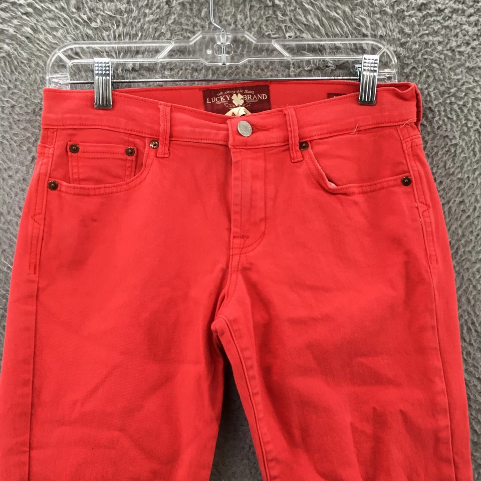 Pantalones cortos Lucky Brand Sweet N para mujer 4/27 rojo mezcla de algodón tiro medio 5 bolsillos Foto 2 de 4