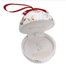 Giani Bernini Ornament Box Cubic Zirconia Initial Pendant Necklace Silver -J