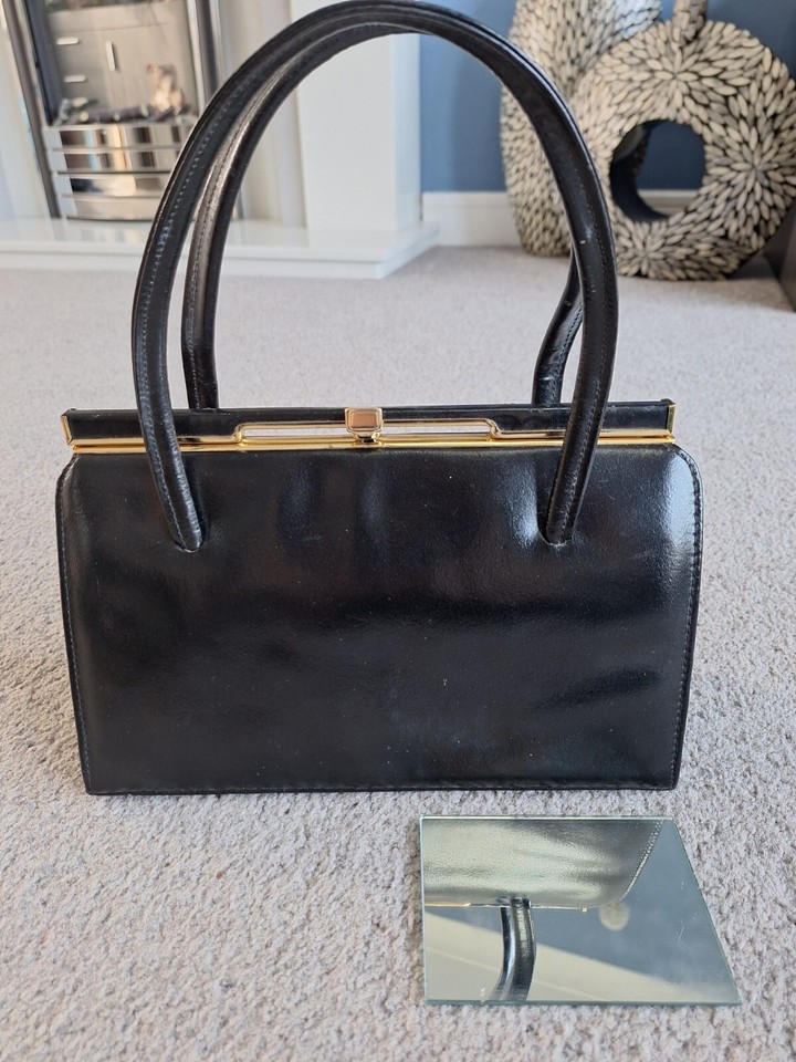 Vintage Ackery London Elbief Black Leather Handbag VGC Very Stylish