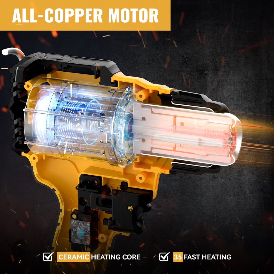 Portable Heat Gun Cordless Electric Heat Gun with 5 Nozzle 1022°F Fast