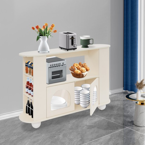 47.3*11.81*31.5in Creamy White Iron& Acrylic Kitchen Storage Organizer Cabinet - Picture 3 of 19
