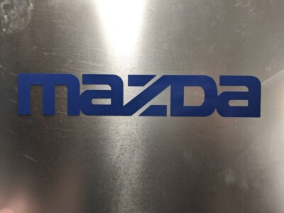 2 pack- Gloss Dark Blue Mazzda text logo Vinyl Decal 15.75'' x 2.75'' (40cm x 7cm)